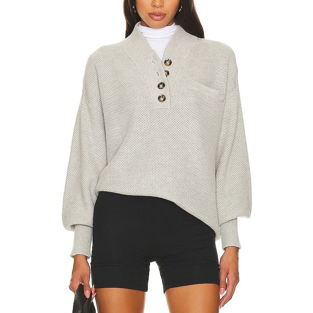 Lunya 'Cozy' Grey Cotton Silk Tops Size M